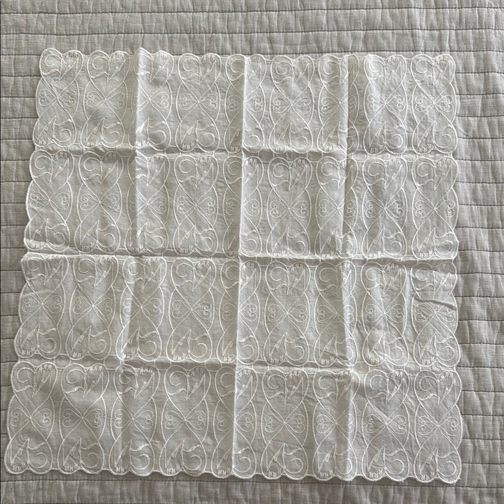 Elegant White Embroidered Tablecloth